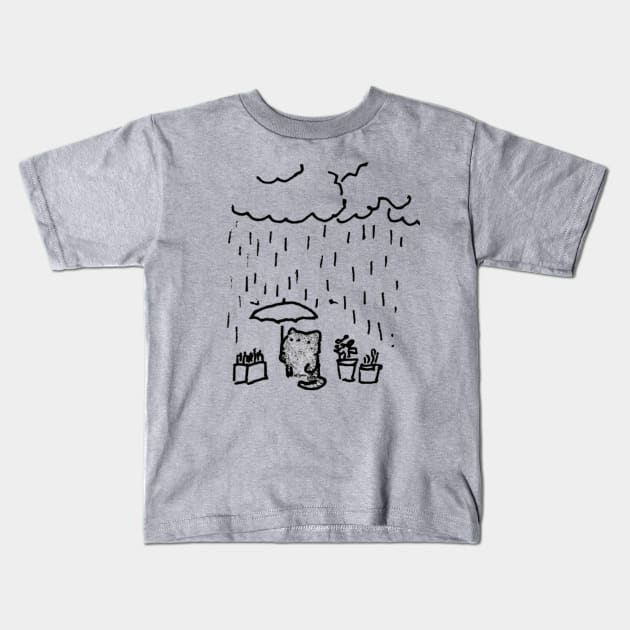 rain cat Kids T-Shirt by wally11